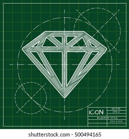Vector blueprint diamond icon . Engineer and architect background. 