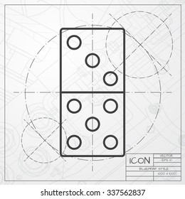 Vector blueprint of domino icon on engineer or architect background 