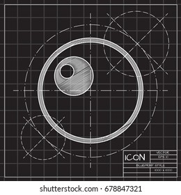 Vector blueprint egg icon on engineer and architect background 