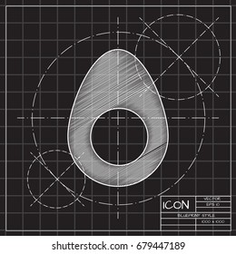 Vector blueprint egg icon on engineer and architect background 