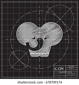 Vector blueprint elephand icon on engineer and architect background 