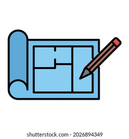 Vector Blueprint Filled Outline Icon Design
