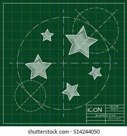 Vector blueprint flat stars icon . Engineer and architect background. 