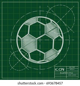 Vector blueprint football icon on engineer and architect background  