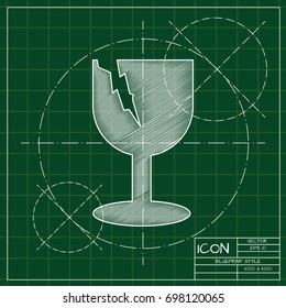 Vector blueprint fragile icon on engineer and architect background  