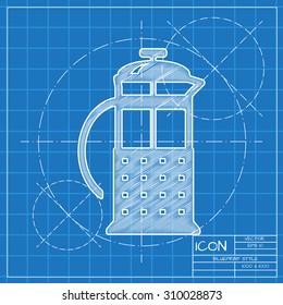 Vector blueprint franch press icon . Engineer and architect background. 