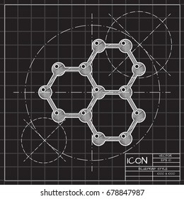 Vector blueprint graphene icon on engineer and architect background . Science illustration 