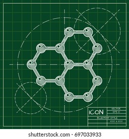 Vector blueprint graphene icon on engineer and architect background  . Science illustration 