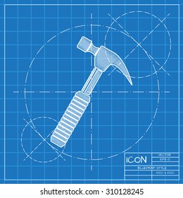 Vector Blueprint Jackhammer Icon On Engineer Stock Vector (Royalty Free ...