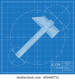 Vector blueprint hammer icon  on engineer and architect background. Business collection 