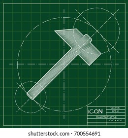 Vector blueprint hammer icon on engineer and architect background . Business collection 