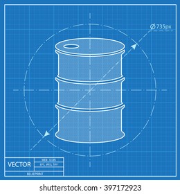 Vector blueprint icon barrel of oil