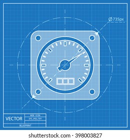 vector blueprint icon of gauge 