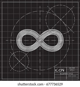 Vector blueprint infinity icon on engineer and architect background 