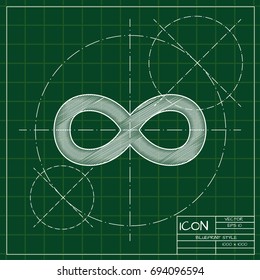 Vector blueprint infinity icon on engineer and architect background  