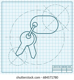 Vector blueprint keys icon on engineer and architect background 