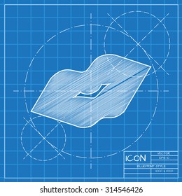 Vector blueprint kiss icon. Engineer and architect background. 
