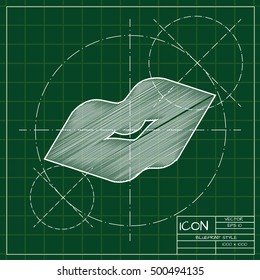 Vector blueprint kiss icon. Engineer and architect background. 