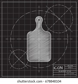 Vector blueprint kitchen board icon on engineer and architect background 