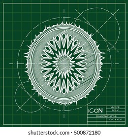 Vector blueprint kiwi icon . Engineer and architect background. 