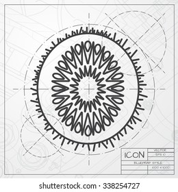 Vector blueprint of kiwi icon on engineer or architect background 