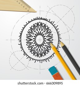 Vector blueprint kiwi icon on engineer and architect background 