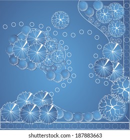 Vector blueprint of landscape architectural project, garden plan with tree symbol