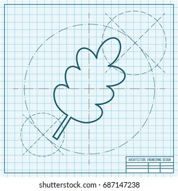 Vector blueprint leaf icon on engineer and architect background 