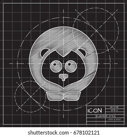 Vector blueprint lion icon on engineer and architect background 