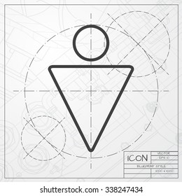 Vector blueprint of man icon on engineer or architect background 