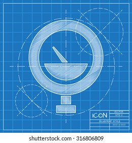 Vector blueprint manometer icon on engineer or architect background.  