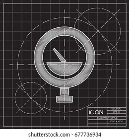 Vector blueprint manometer icon on engineer and architect background 