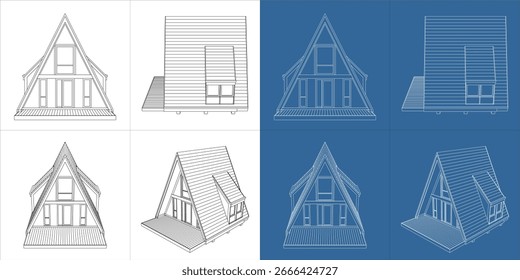 Modelo de Vector de la ilustración moderna de la casa de la cabina del A-marco