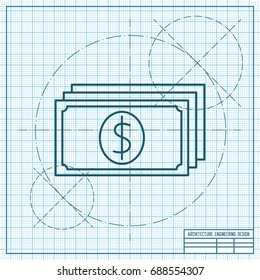 Vector blueprint money icon 2. Business collection 