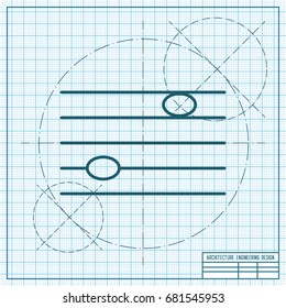 Vector blueprint music icon on engineer and architect background 