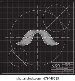 Vector blueprint mustache icon on engineer and architect background 