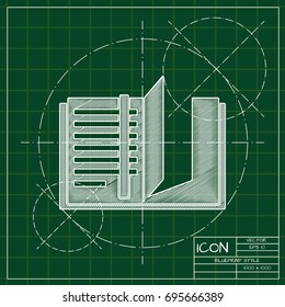 Vector blueprint notebook icon on engineer and architect background  
