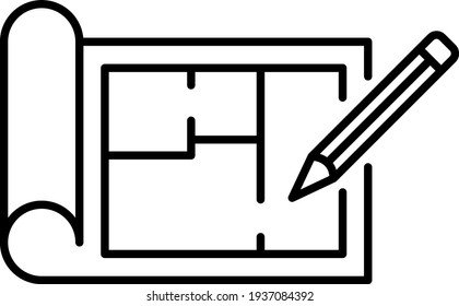 Vector Blueprint Outline Icon Design
