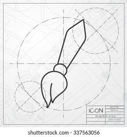 Vector blueprint of pencil icon on engineer or architect background 
