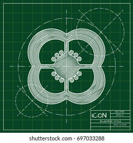 Vector blueprint pepper slice icon on engineer and architect background  