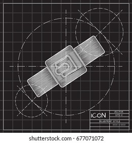 Vector blueprint pets collar icon on engineer and architect background 