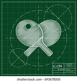 Vector blueprint ping-pong icon on engineer and architect background  