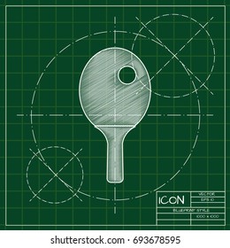 Vector blueprint ping-pong single player icon on engineer and architect background  