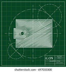 Vector blueprint purse icon on engineer and architect background  