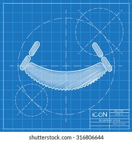 Vector blueprint saw icon on engineer or architect background.  . Industrial equipment 