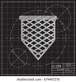 Vector blueprint scoop-net icon on engineer and architect background 