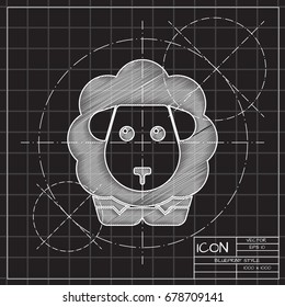 Vector blueprint sheep icon on engineer and architect background 