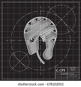 Vector blueprint shrimp icon on engineer and architect background 