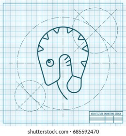 Vector blueprint shrimp icon on engineer and architect background 
