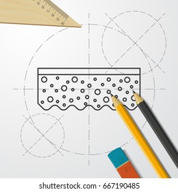 Vector blueprint sponge icon on engineer and architect background 